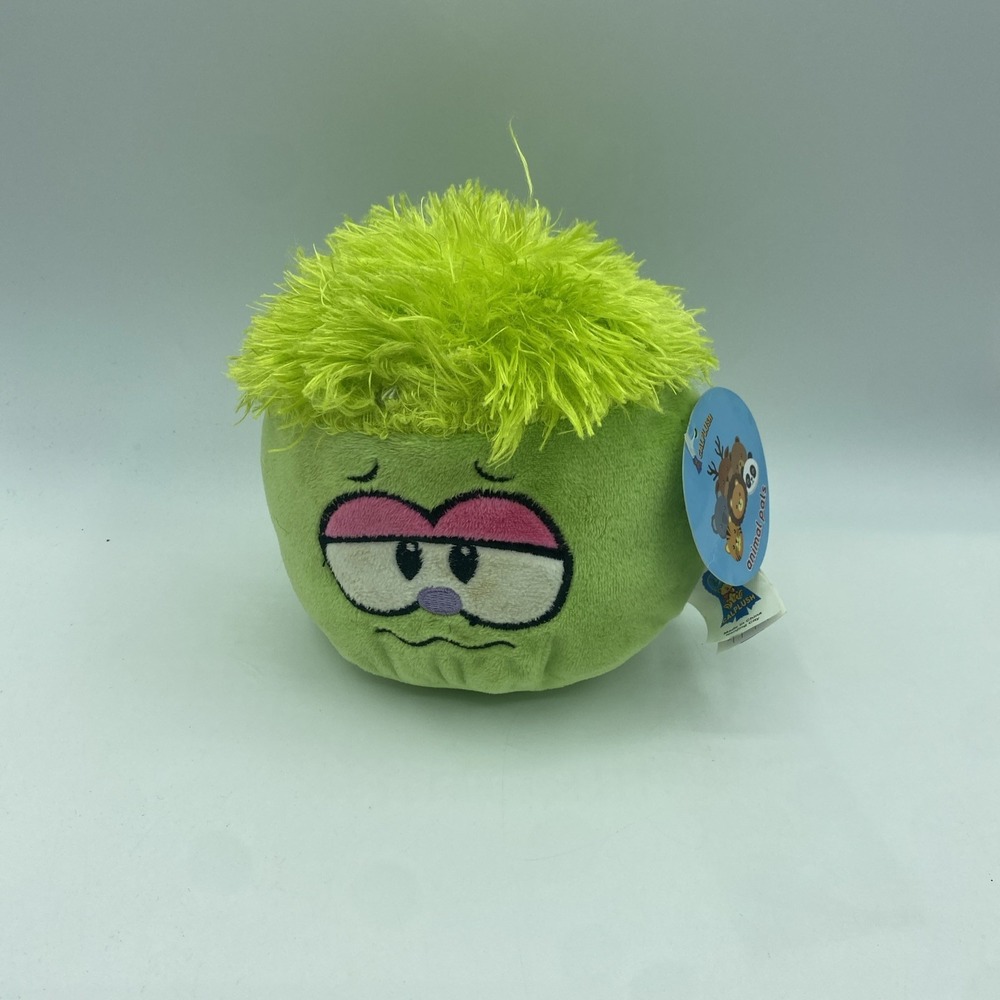 Calplush Club Penguin Emoji Animal Pals Emotions Plush Green Stuffed Toy Soft 6"